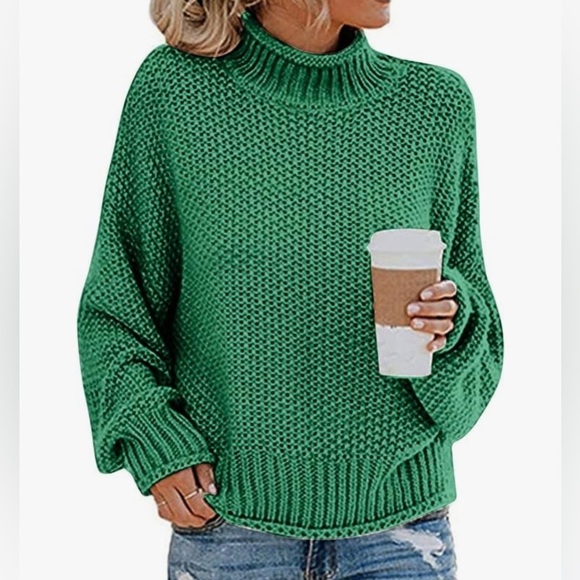 NEW - Turtleneck Sweater for Women Batwing Sleeve Knit Chunky Pullover Sweater. - Picture 1 of 5